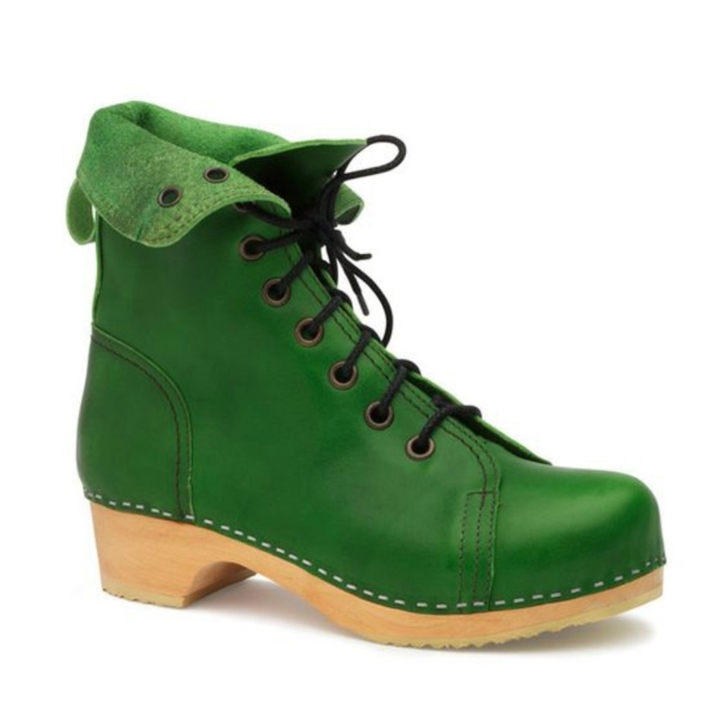 In Search of - Swedish Hasbeens Green Leather Boots